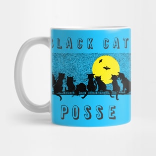 Halloween Superstition Black Cat Posse with Bats Mug